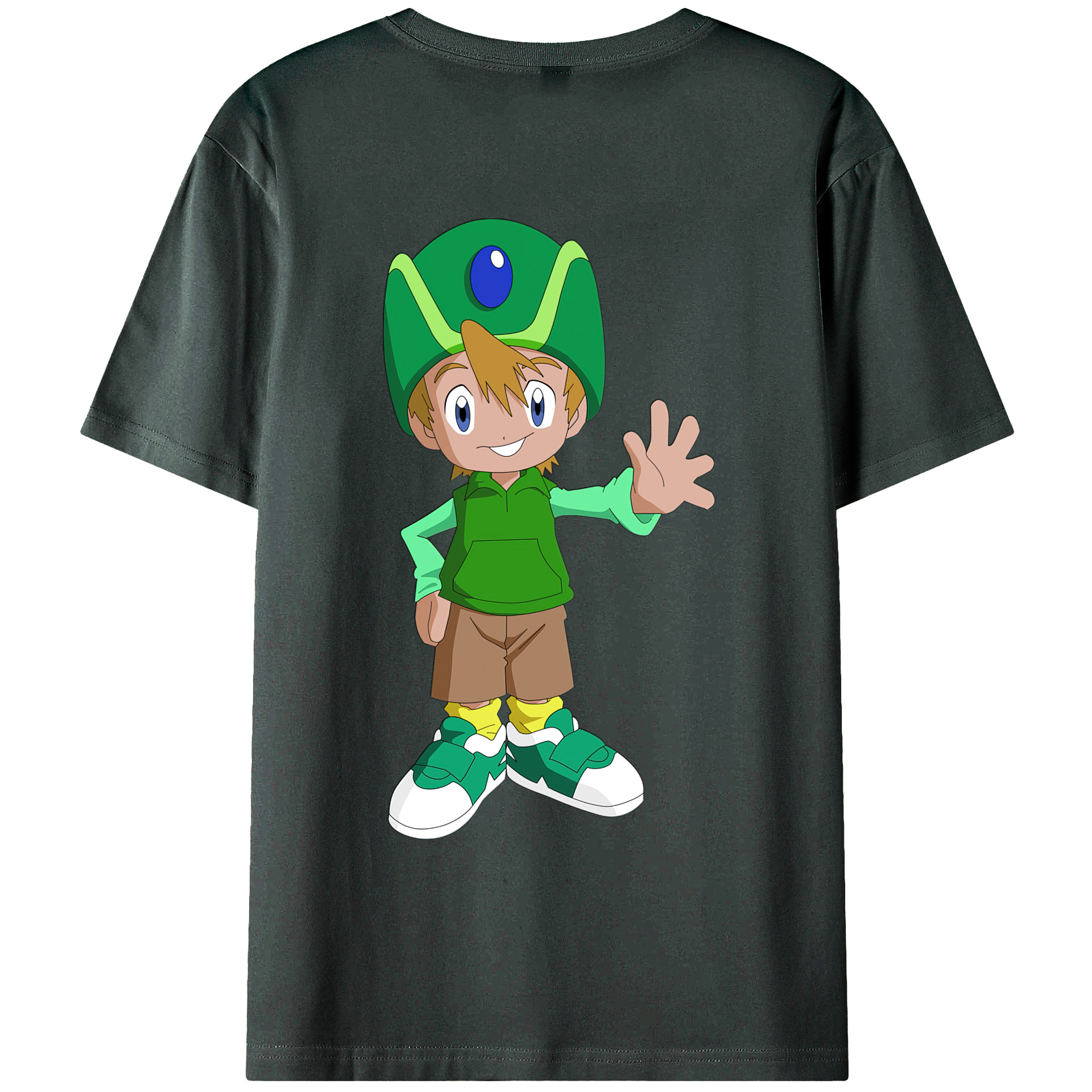（画像用） Digimon デジタルモンスター/デジモン 綿100％ メンズ半袖Tシャツ（バックプリント） 通気性